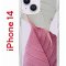 Чехол-накладка Apple iPhone 14  (625957) Kruche PRINT Pink and white