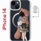 Чехол-накладка Apple iPhone 14  (625959) Kruche PRINT Девочка с мишкой