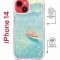 Чехол-накладка Apple iPhone 14  (625960) Kruche PRINT озеро цветов