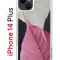 Чехол-накладка Apple iPhone 14 Plus (625954) Kruche PRINT Pink and white