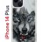 Чехол-накладка iPhone 14 Plus Kruche Print Волк
