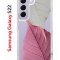 Чехол-накладка Samsung Galaxy S22 Kruche Print Pink and white