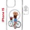 Чехол-накладка Apple iPhone 15 (641584) Kruche PRINT Велосипедная прогулка