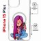 Чехол-накладка Apple iPhone 15 Plus (641579) Kruche PRINT Pink Hair
