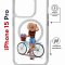 Чехол-накладка Apple iPhone 15 Pro (641582) Kruche PRINT Велосипедная прогулка