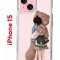 Чехол-накладка Apple iPhone 15 (641578) Kruche PRINT Девочка с мишкой