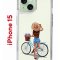Чехол-накладка Apple iPhone 15 (641578) Kruche PRINT Велосипедная прогулка