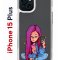 Чехол-накладка Apple iPhone 15 Plus (641587) Kruche PRINT Pink Hair