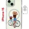 Чехол-накладка Apple iPhone 15 (641584) Kruche PRINT Велосипедная прогулка