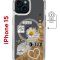 Чехол-накладка  iPhone 15 Kruche Print Крафтовые наклейки