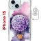 Чехол-накладка Apple iPhone 15 (641584) Kruche PRINT Цветочный шар