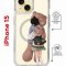 Чехол-накладка Apple iPhone 15 (641581) Kruche PRINT Девочка с мишкой