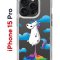 Чехол-накладка Apple iPhone 15 Pro (641588) Kruche PRINT Flying Unicorn