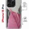 Чехол-накладка Apple iPhone 15 Pro (641582) Kruche PRINT Pink and white