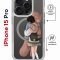 Чехол-накладка Apple iPhone 15 Pro (641582) Kruche PRINT Девочка с мишкой
