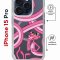 Чехол-накладка iPhone 15 Pro Kruche Magrope Print Розовая Пантера
