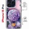 Чехол-накладка iPhone 15 Pro Kruche Magrope Print Цветочный шар