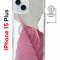 Чехол-накладка Apple iPhone 15 Plus (641583) Kruche PRINT Pink and white