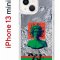 Чехол-накладка Apple iPhone 13 mini (606541) Kruche PRINT Jellyfish Green