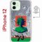 Чехол-накладка Apple iPhone 12  (598886) Kruche PRINT Jellyfish Green