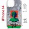 Чехол-накладка Apple iPhone 14  (625960) Kruche PRINT Jellyfish Green