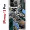 Чехол-накладка Apple iPhone 13 Pro (606543) Kruche PRINT Опал Малахит Дерево