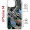 Чехол-накладка Apple iPhone 14  (625960) Kruche PRINT Опал Малахит Дерево