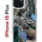 Чехол-накладка Apple iPhone 15 Plus (641587) Kruche PRINT Опал Малахит Дерево