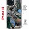 Чехол-накладка Apple iPhone 15 (641581) Kruche PRINT Опал Малахит Дерево