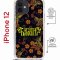 Чехол-накладка iPhone 12/12 Pro Kruche Magrope Print Благолепие Черное