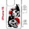 Чехол-накладка iPhone 15 Kruche Magrope Print Коты-Черепа